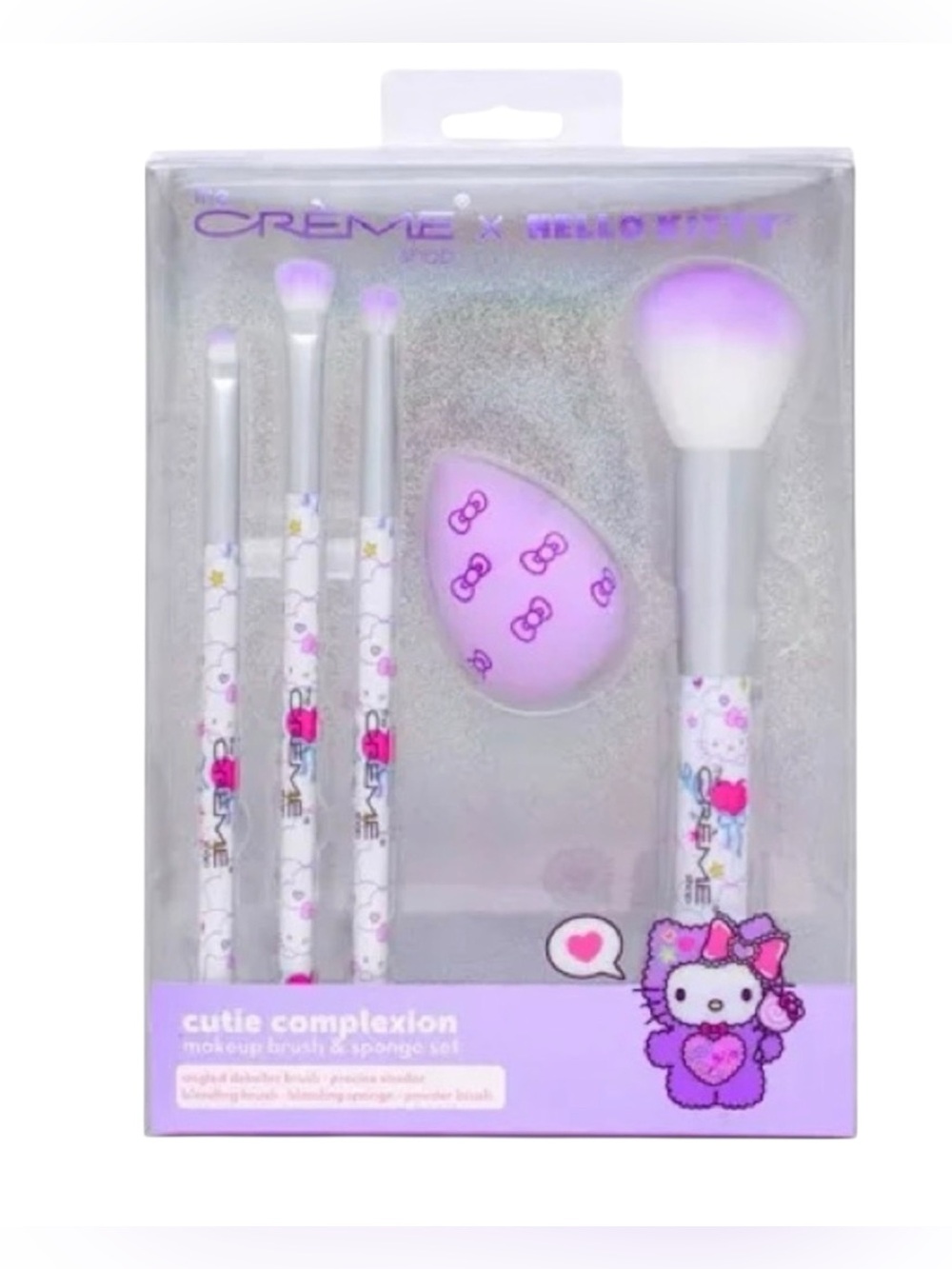 The Creme Shop x Hello Kitty Cutie Complexion Brush & Sponge Set New In Box